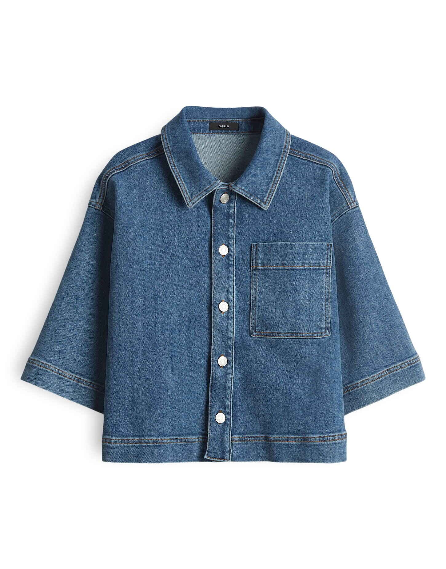 OPUS Kurzarmbluse FEMSE aus weichem Denim günstig online kaufen
