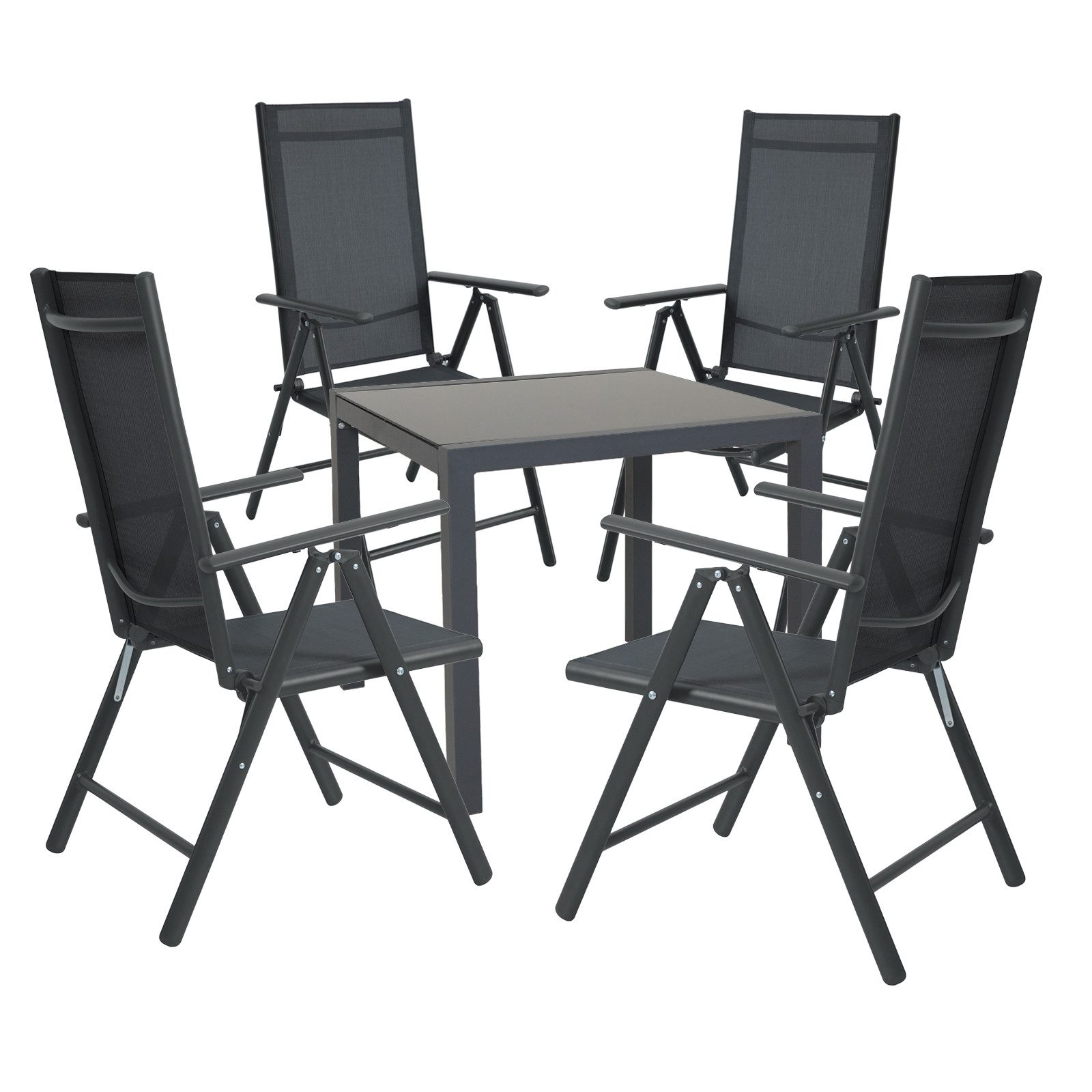 SVITA Garten-Essgruppe Set Gartentisch + 4 Gartenstühle, (Set, 1 Tisch 4 Stühle)
