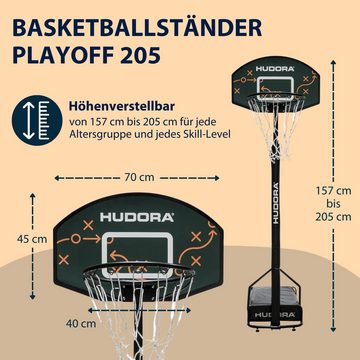 Hudora Basketballständer Playoff 205 (1-St), höhenverstellbarer Basketballkorb 157-205 cm