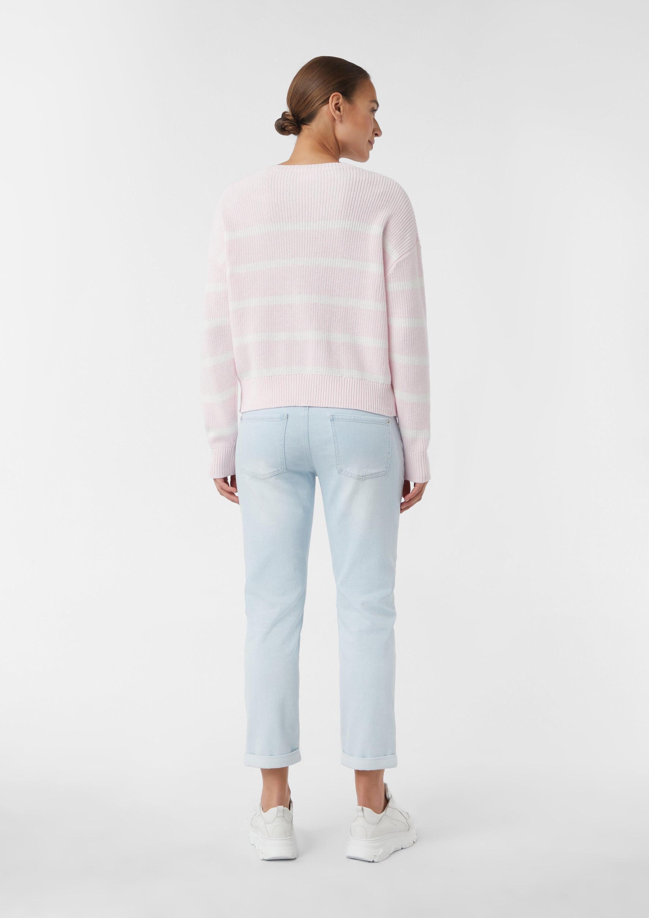 comma Longpullover Strickpullover Gestreifter Strickpullover im Relaxed Fit