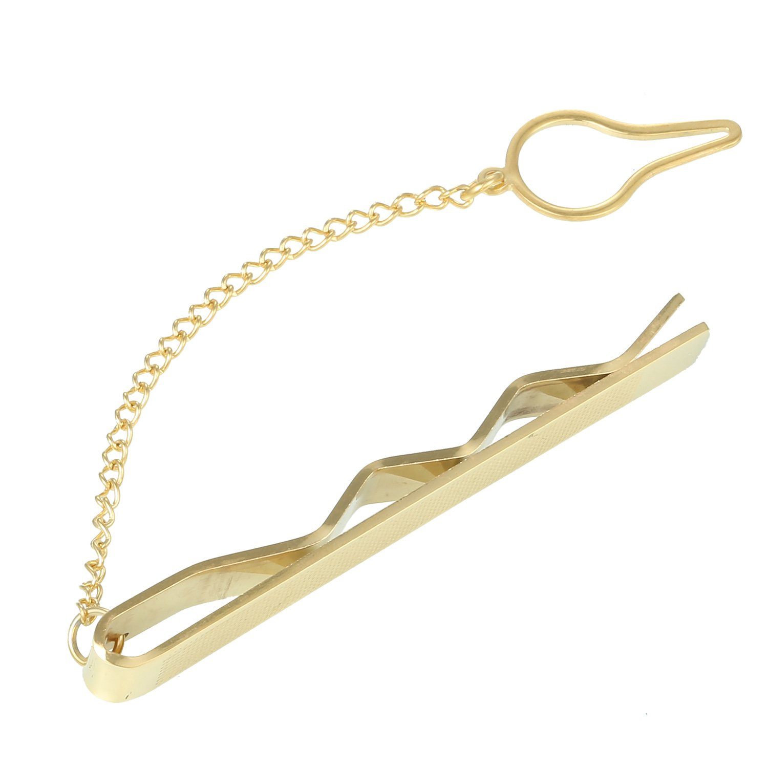 DonDon Krawattennadel Krawattenklammer Krawattennadel, Krawattennadel aus Edelstahl, mit Zierkette, verschiedene Designs