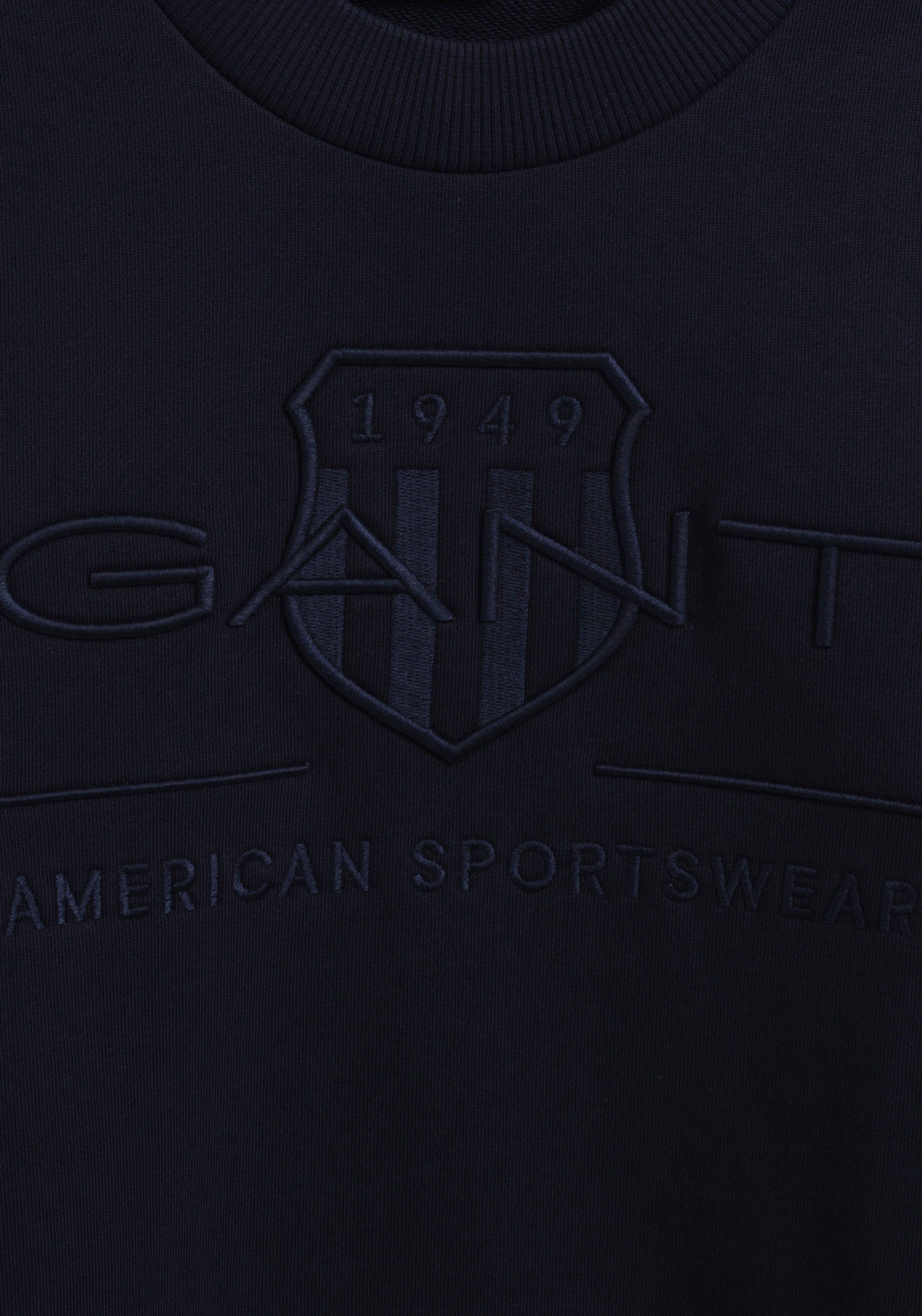 TONAL mit blue Sweatshirt Brust SHIELD D1. auf Gant der evening ARCHIVE Logostickerei C-NECK
