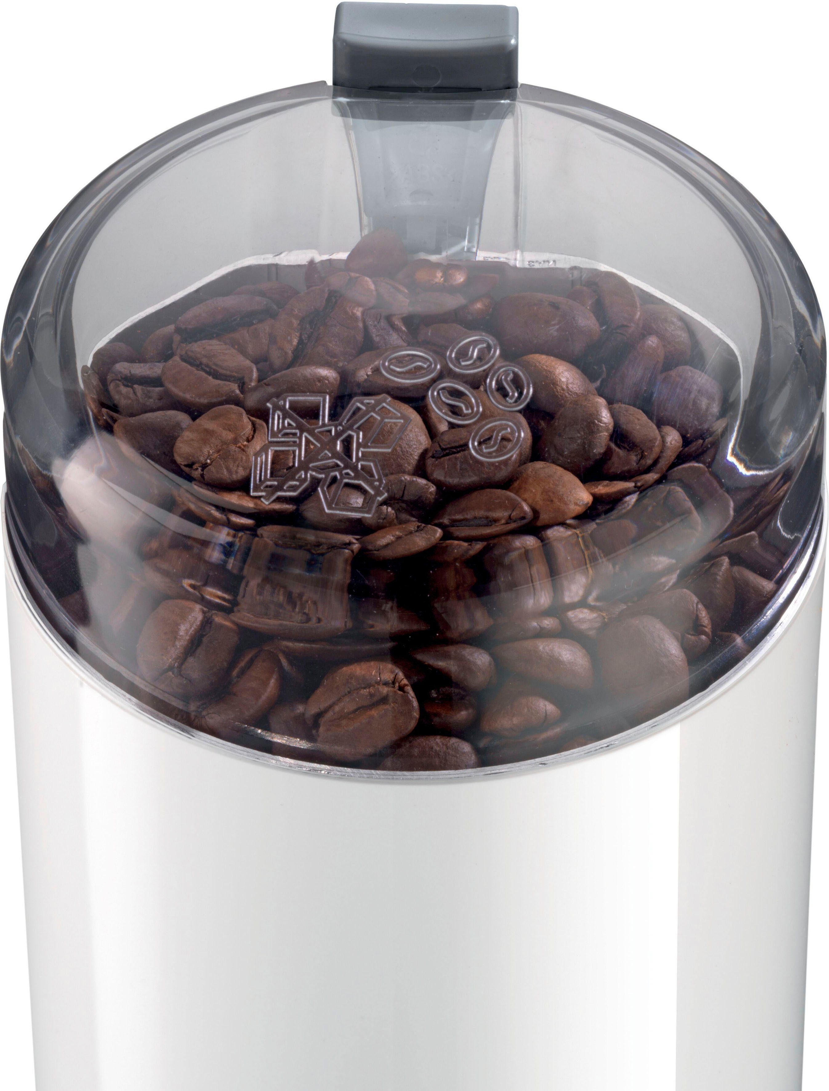 Kaffeemühle Weiß TSM6A011W, 75 W, g 180 Bohnenbehälter BOSCH Schlagmesser,