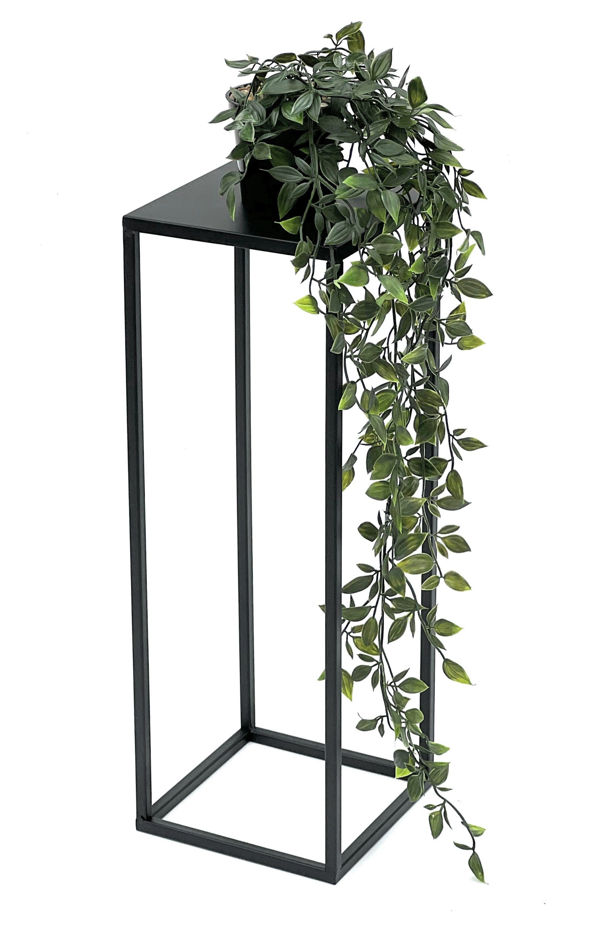 DanDiBo Blumenständer Blumenhocker Metall Schwarz Eckig 70-50 cm Blumenständer Beistelltisch