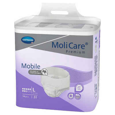 Molicare Inkontinenzboxer MoliCare® Premium Mobile 8 Tropfen L Karton á 4 (56-St) für Diskreten Tragekomfort bei schwerer Inkontinenz