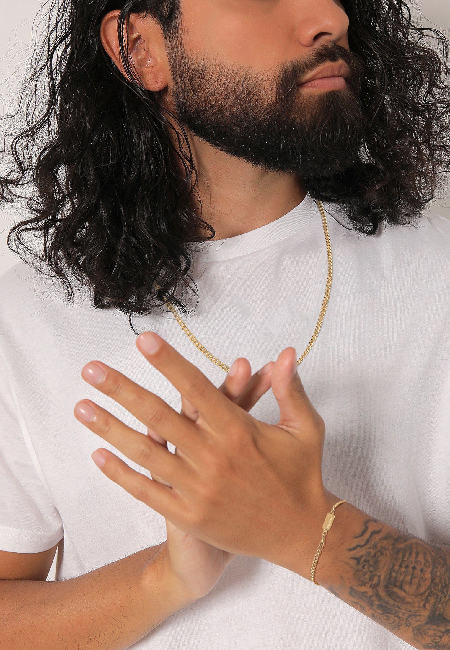 Kuzzoi Schmuckset Panzerketten Armband und Kette Basic 925 Silber, Schmuckset