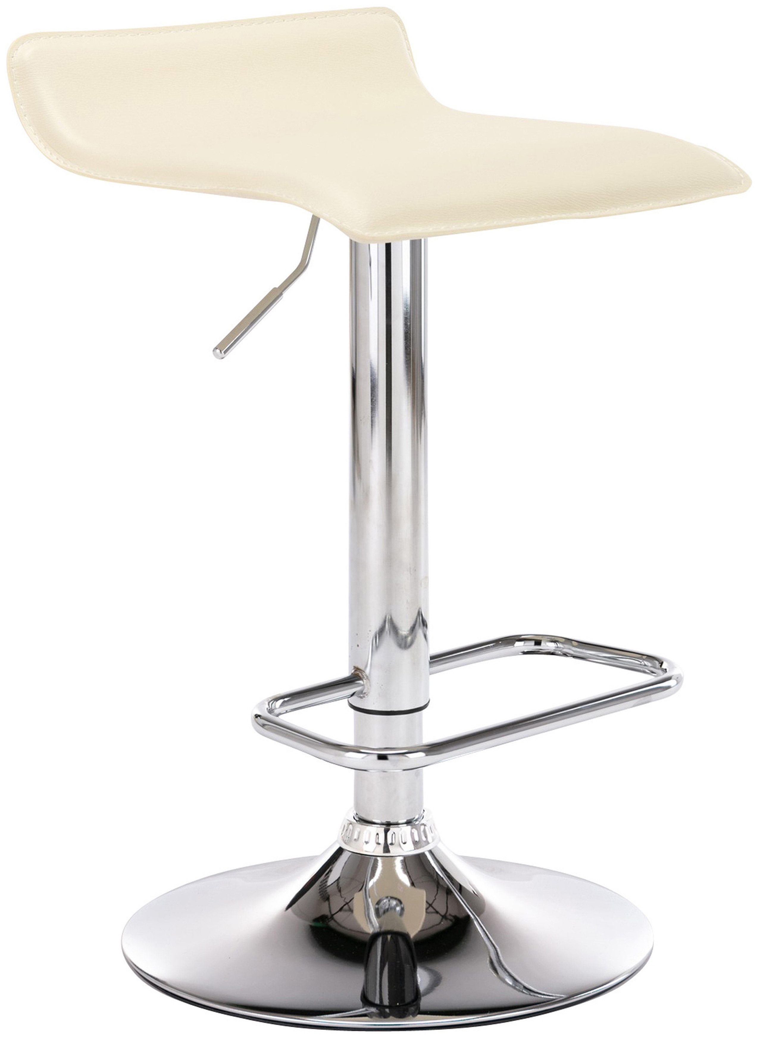 TPFLiving Barhocker höhenverstellbar (Tresenhocker - Barstuhl - Thekenhocker - Hocker für Küche), 360° drehbar - chromfarbener Stahl - Sitzfläche: Kunstleder Creme