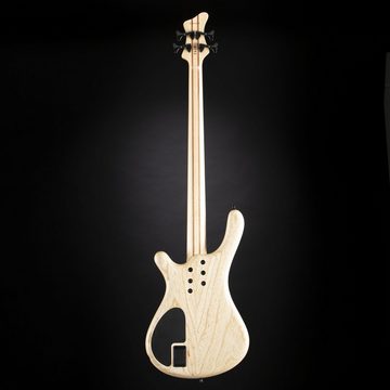 FAME E-Bass, E-Bass, Bass Gitarre mit 4 Saiten und Esche Korpus, Bass mit 2 aktiven Single Coils und aktiver 2-Band Klangregelung, Baphomet II 4 Natural Ash, E-Bass, 4-Saiten Bass Gitarre, Aktive Single Coils