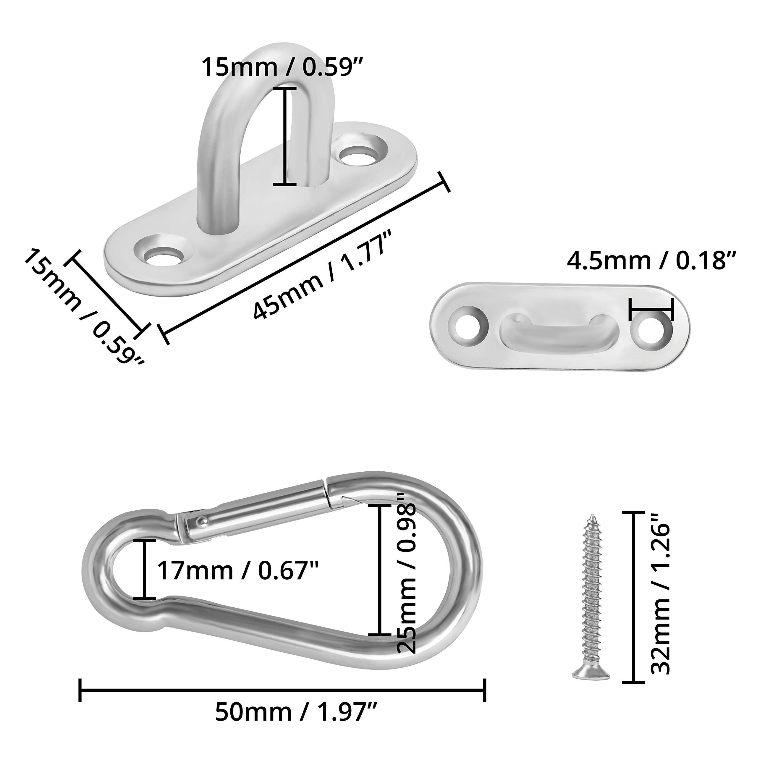 Belle Vous Edelstahl Stk. 6 Ösenbefestigung Spanngurt 6 Ösen Halterung M5 M5 Edelstahl Stück