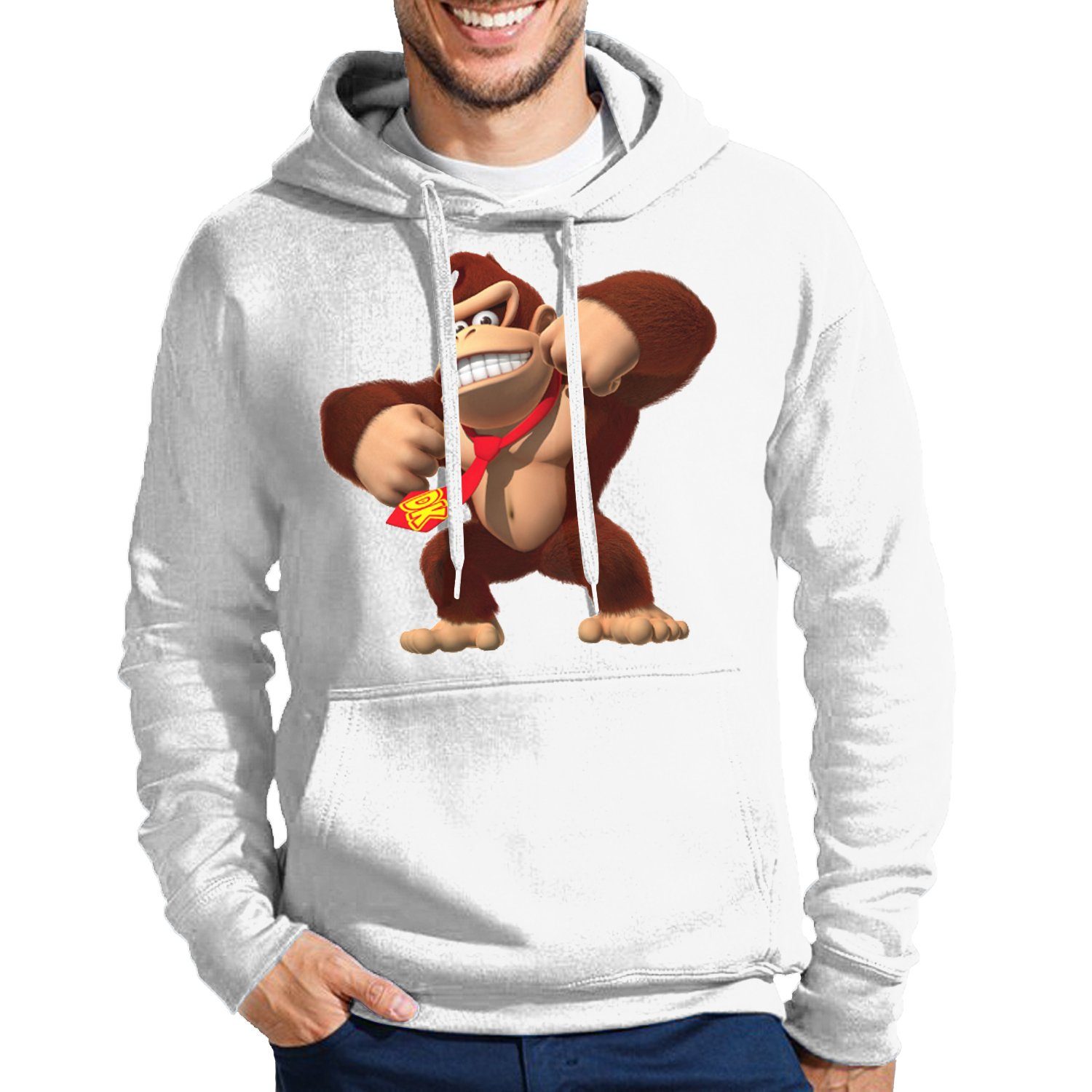 Blondie & Brownie Hoodie Herren Donkey Kong Gorilla Affe Nintendo Mit Kapuze Weiß