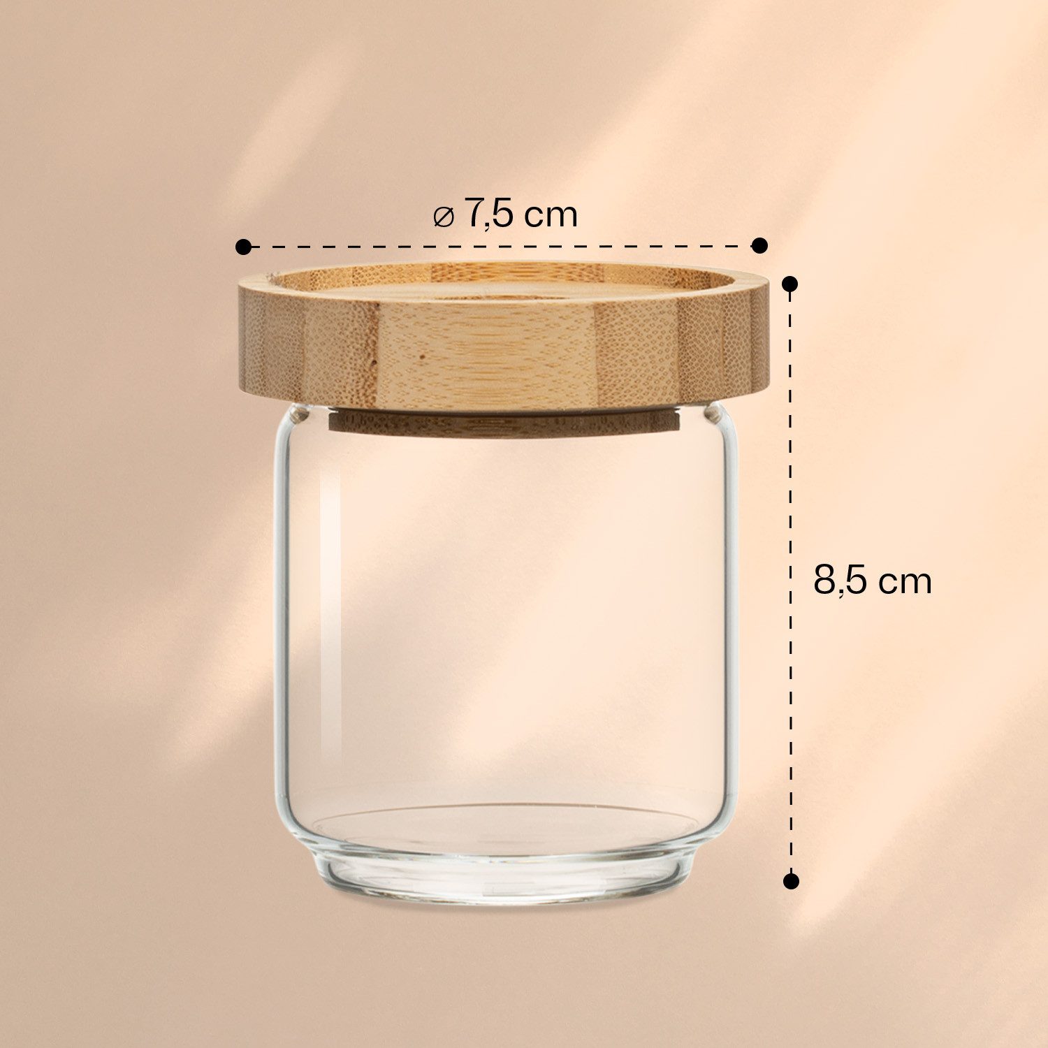 Klarstein Frischhaltedose Stapelglas, Bambus