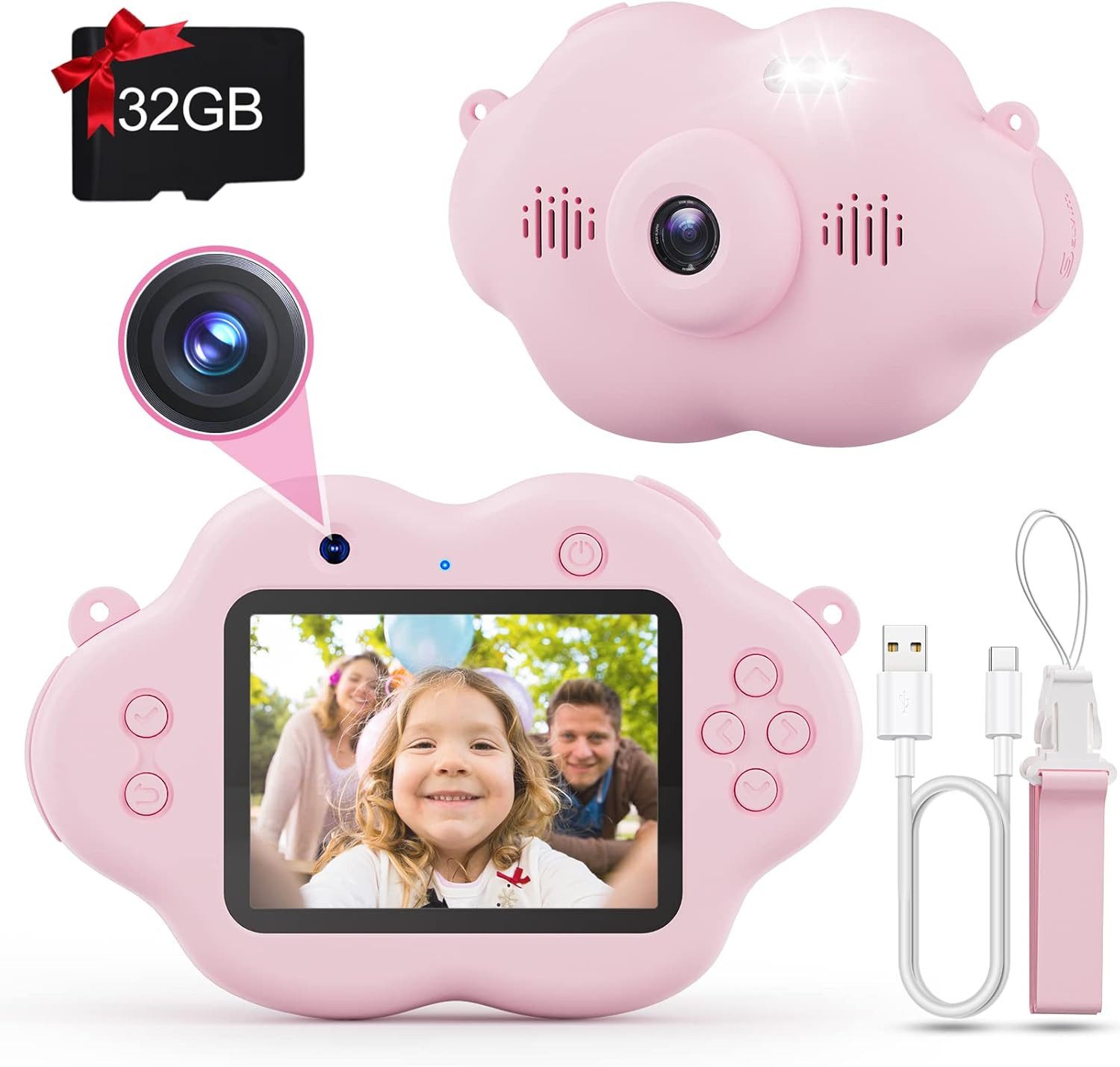 Vivitar 20MP mit 1080P HD Video, 2,4 Zoll IPS Bildschirm, Duale Front Kinderkamera (20 MP, inkl. Digitalkamera für Kinder, Lern, Spielkamera mit Selfie Video funktion, Duale Front- & Rückkamera, 32GB Speicherkarte inklusive, USB-Aufladung)