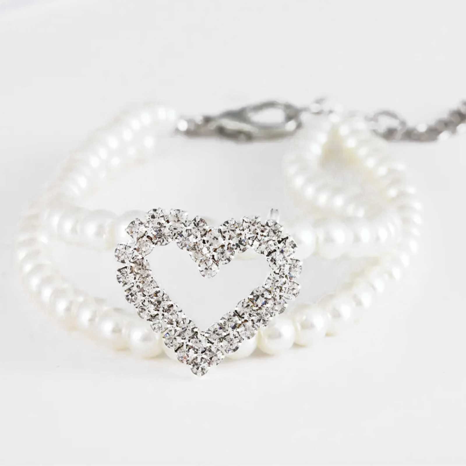 Monkimau Hunde-Halsband Hundehalsband Katzenhalsband Kette Anhänger weiß - M