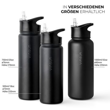 Vinsun Trinkflasche Edelstahl Trinkflasche 500ml, Kohlensäure geeignet, Wasserflasche, BPA frei, auslaufsicher, bruchsicher, Geruchs- und Geschmacksneutral