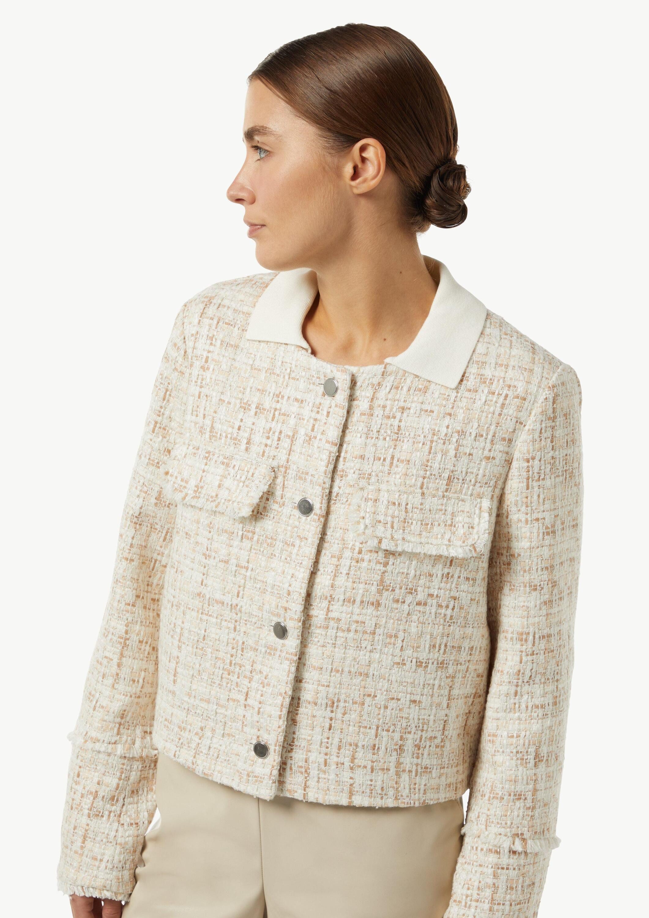 comma Funktionsjacke Indoor-Jacke Kurze Boucléjacke mit Glitzergarn