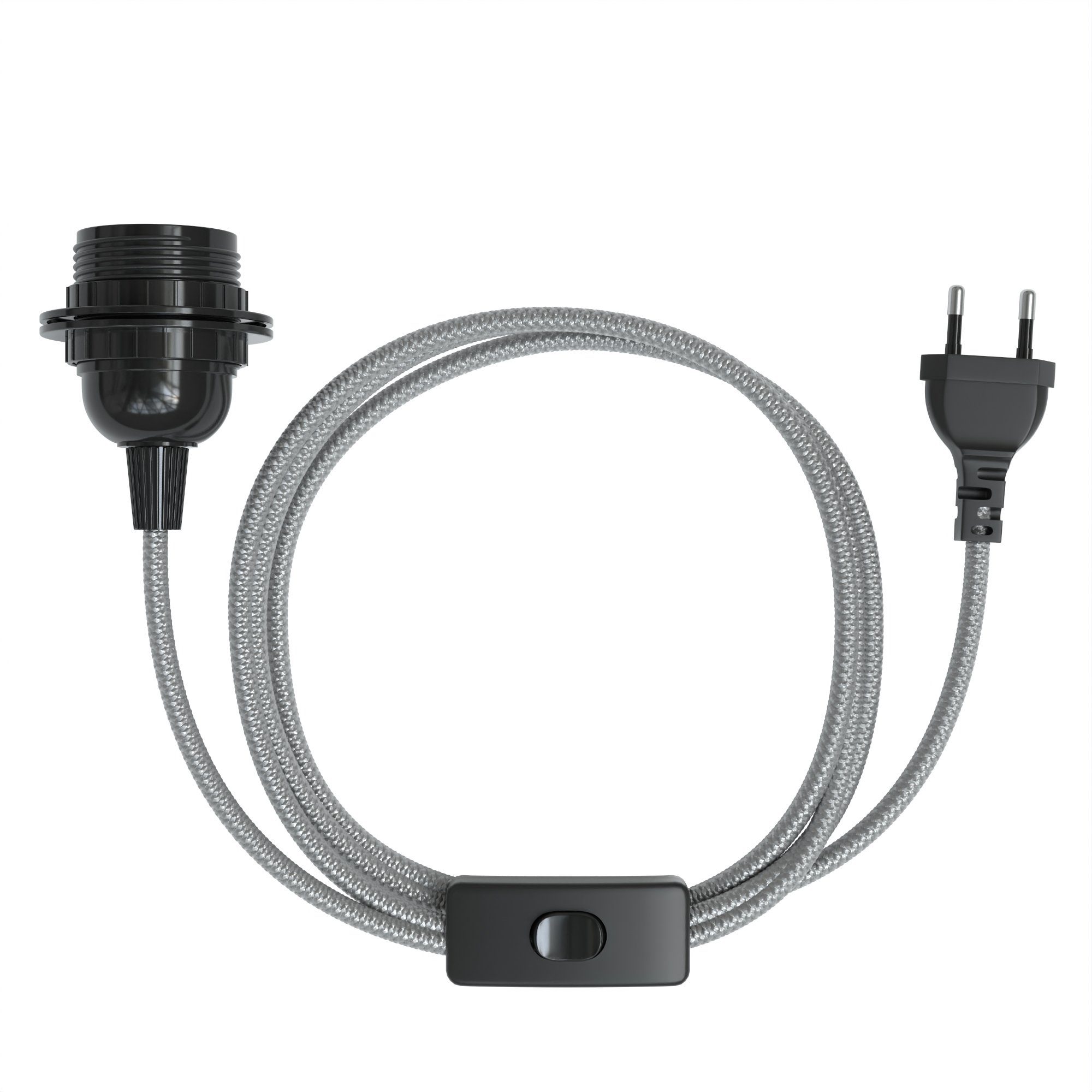 EAZY CASE Лампыfassung 3x E27 Лампыsockel 5m Kabel & Schalter DIY Лампы, (1-St), E27 Лампыfassung Stecker Stoff Kabel 5 m Glühbirne Vintage Silber