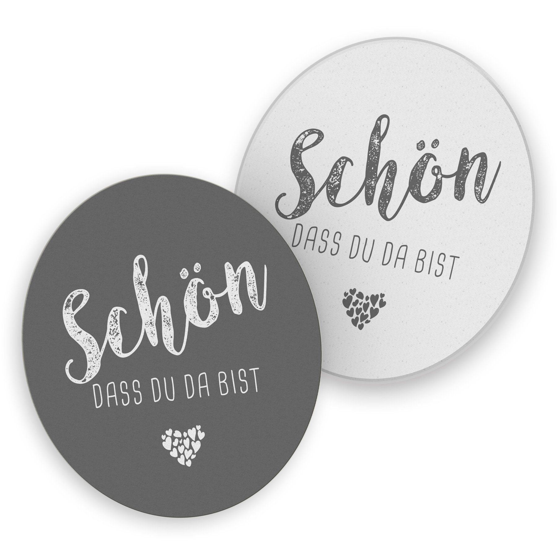 itenga Bierdeckel itenga 40x Bierdeckel Untersetzer "Schön dass du da bist" taubengrau g