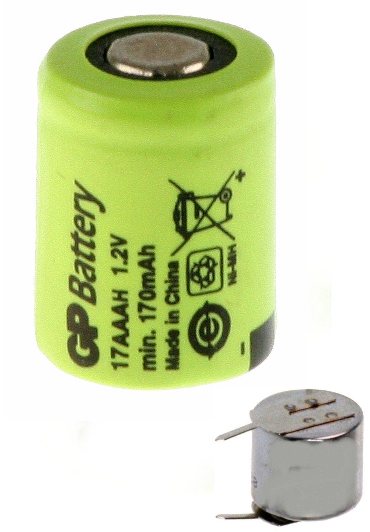GP Batteries Bohrfutter GP Akku 1/3 AAA 1,2V / 170mAh NiMh GP17AAAH Printanschluss 1 Pin