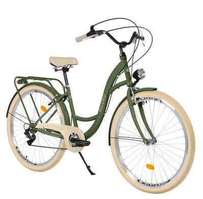 MILORD BIKES Cityrad Milord City Komfort Fahrrad Damen, 28/26 Zoll, Grün-Creme, 7-Gang, 7 Gang