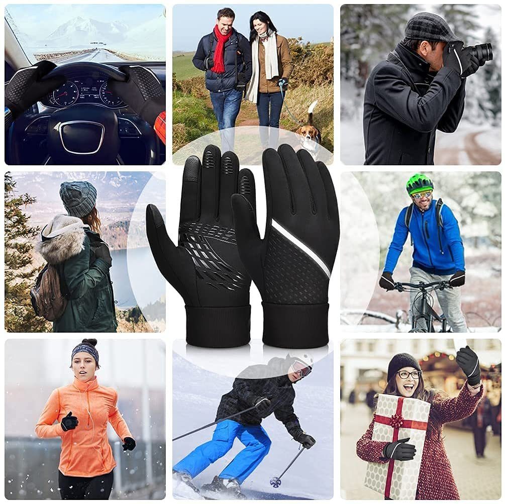 Handschuhe Kinder Winterhandschuhe Touchscreen Fahrradhandschuhe Fleece Wasserabweisend Laufhandschuhe Anti-Rutsch Radhandschuhe Outdoor Sport für 6-15 Jahre Jungen Mädchen 