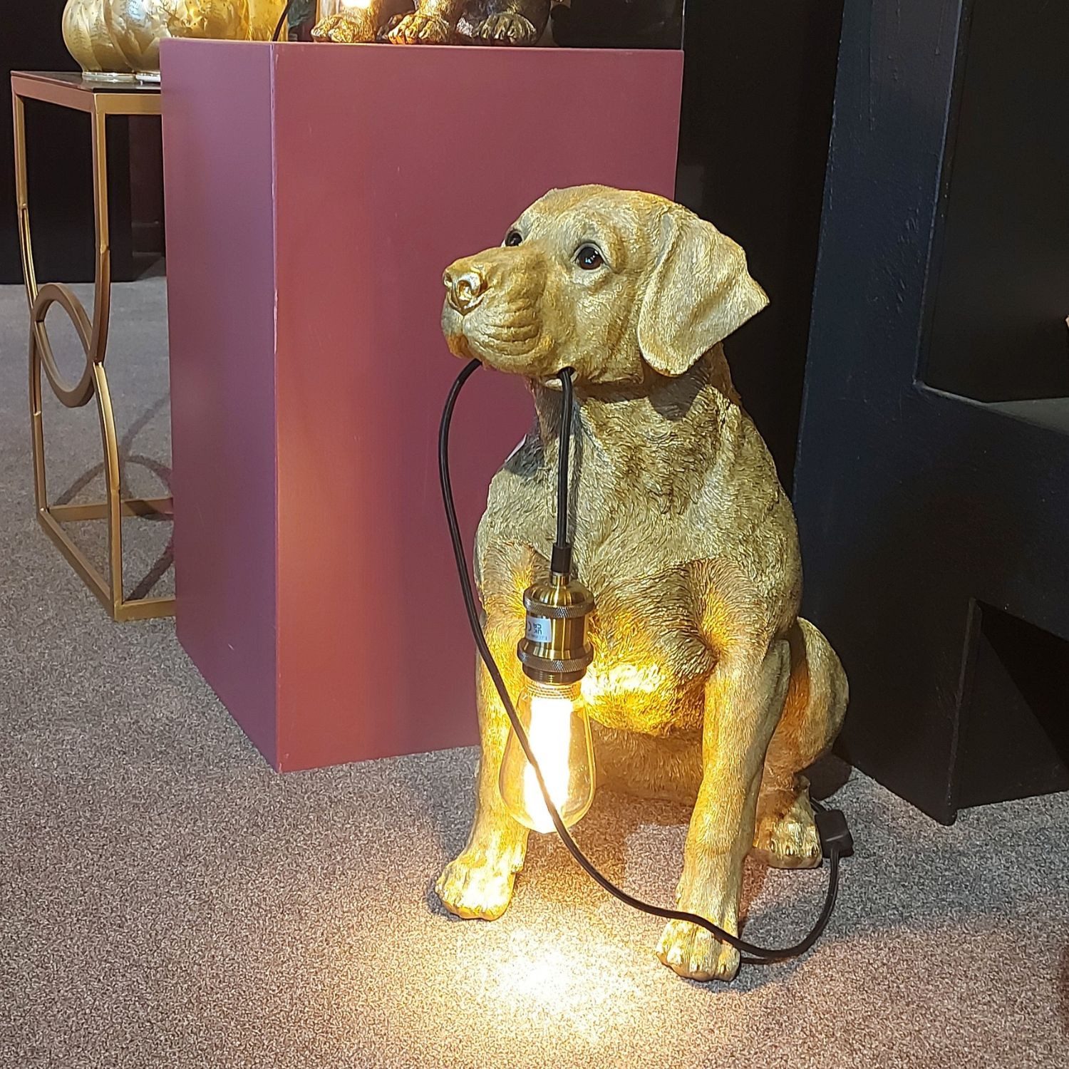 formano Tischleuchte Pop Art Tiere im Anzug, Höhe: 53cm, Farbe: Gold, Motiv: Hund