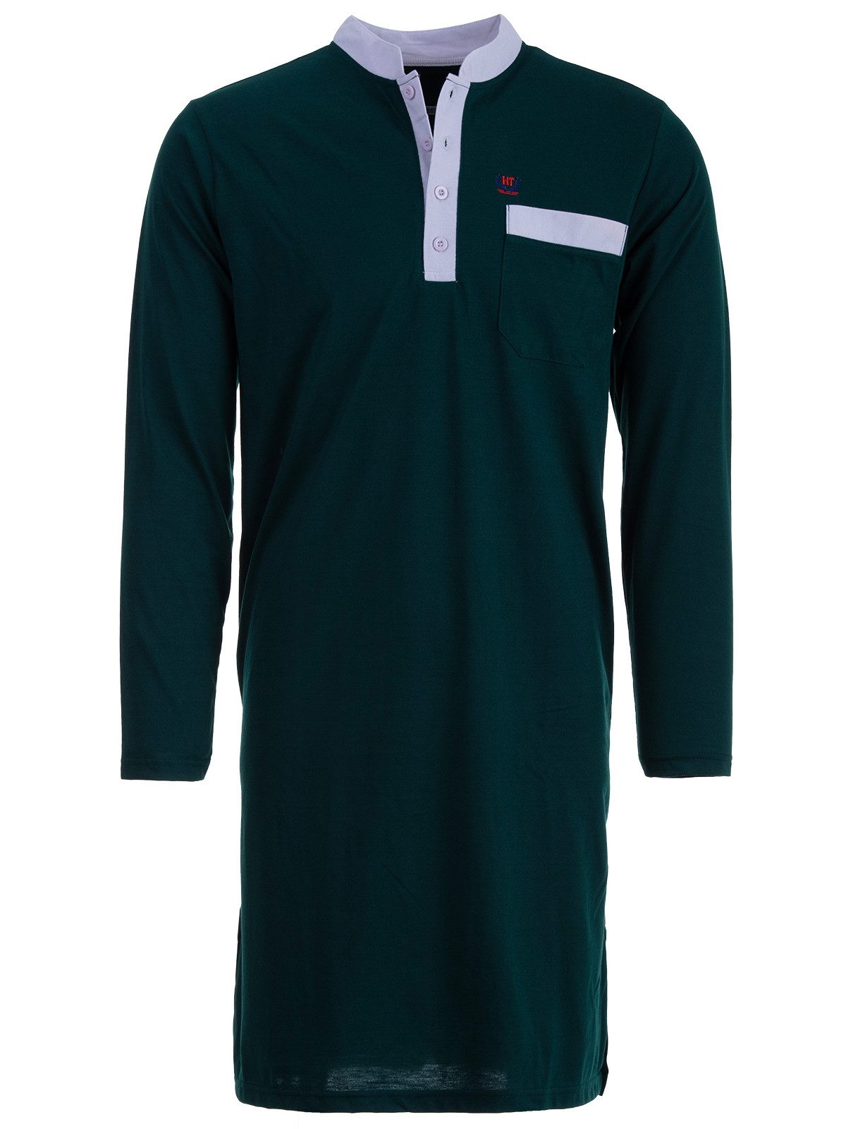 Henry Terre Nachthemd Nachthemd Langarm - Stehkragen Unifarben günstig online kaufen