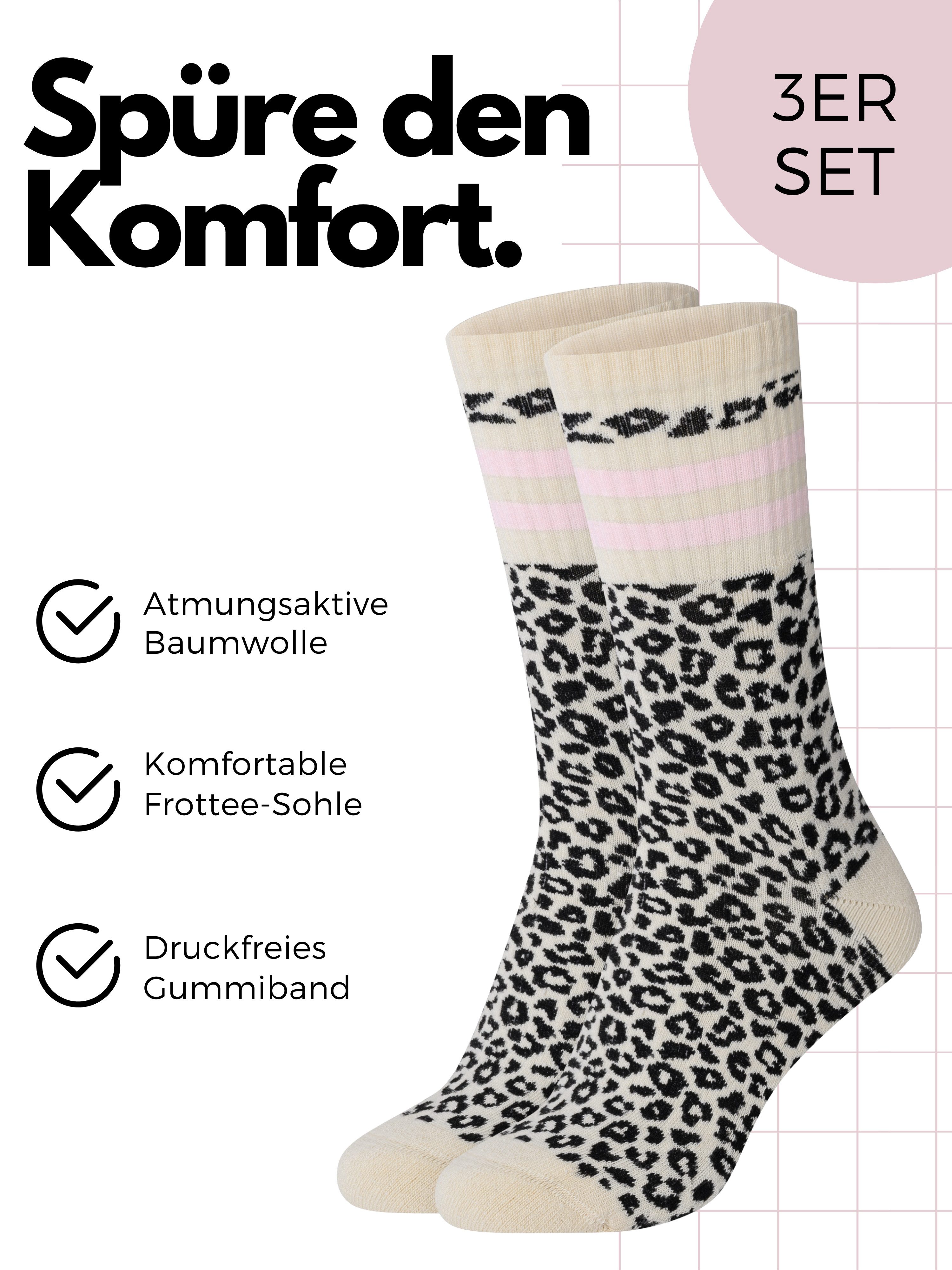 Studio Nolis Tennissocken All Leo Socken Crew Socks Baumwolle (Set, 3 Paar)