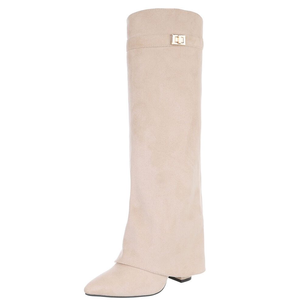 Ital-Design Elegante kniehohe Stiefelette mit Blockabsatz günstig online kaufen