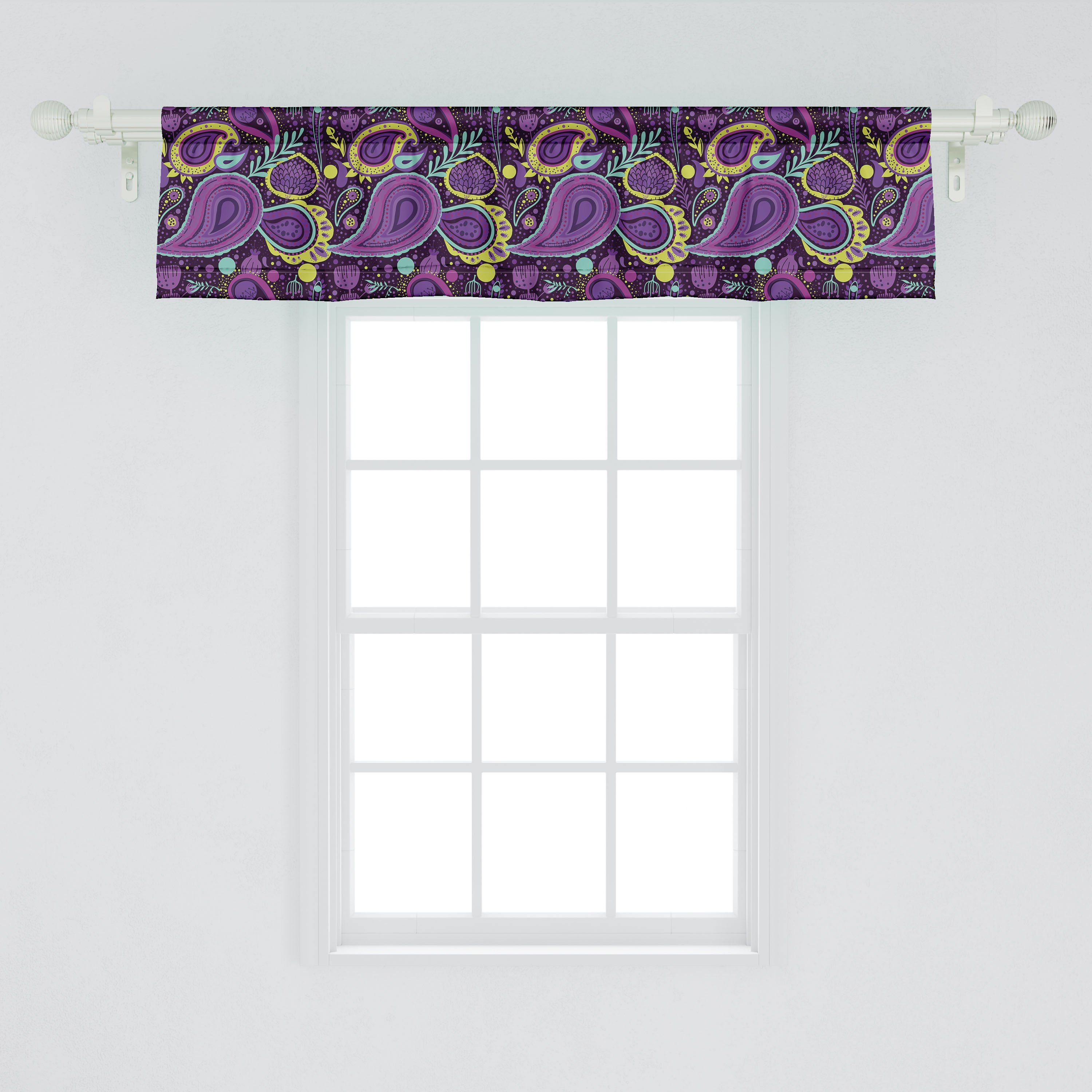 Scheibengardine Vorhang Volant Abakuhaus, Abstrakte Bunte Dekor Stangentasche, Küche für Microfaser, Geometrie Paisley Schlafzimmer mit