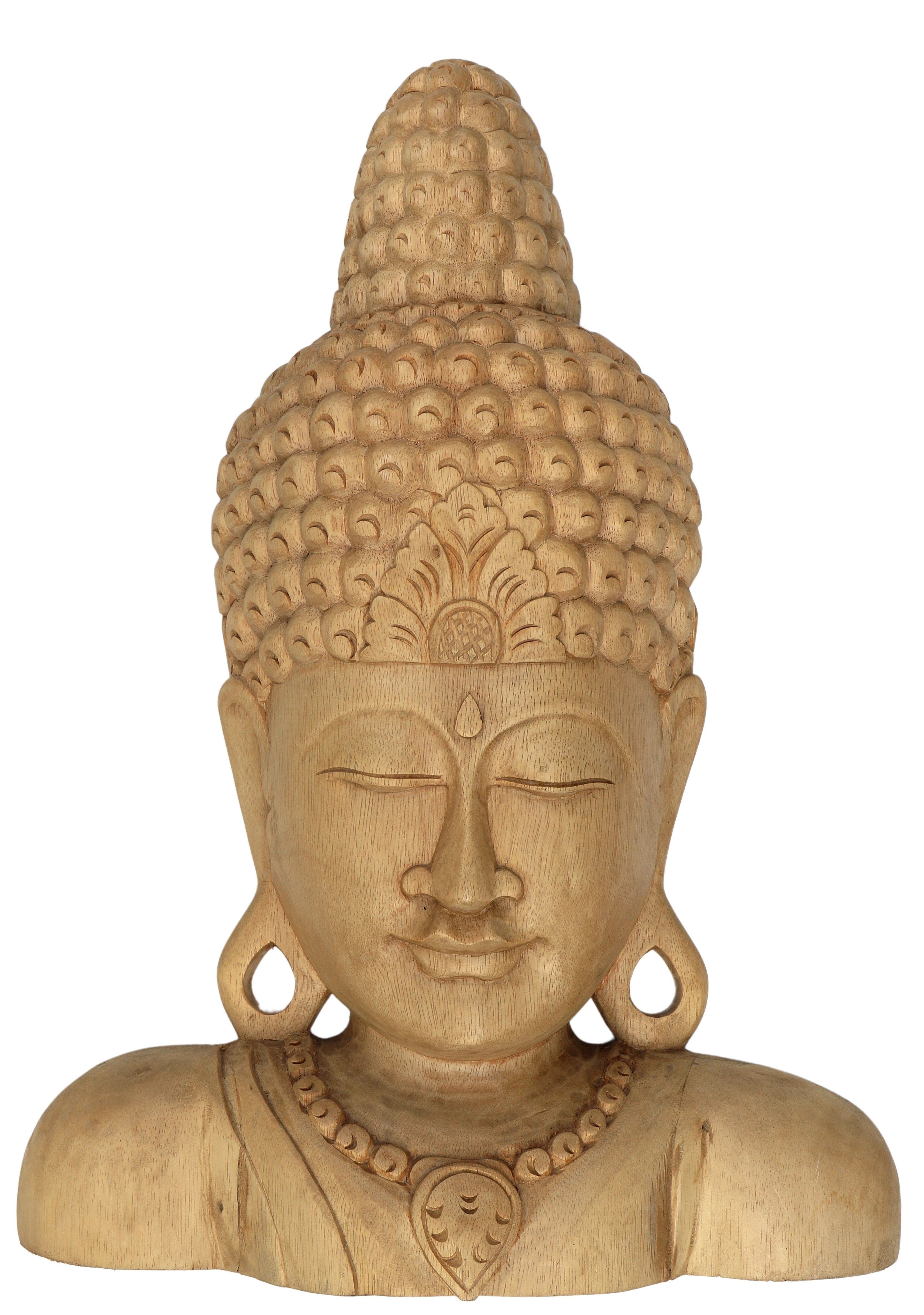 Guru-Shop Buddhafigur Stehende geschnitzte Buddhamaske aus Holz | Dekofiguren