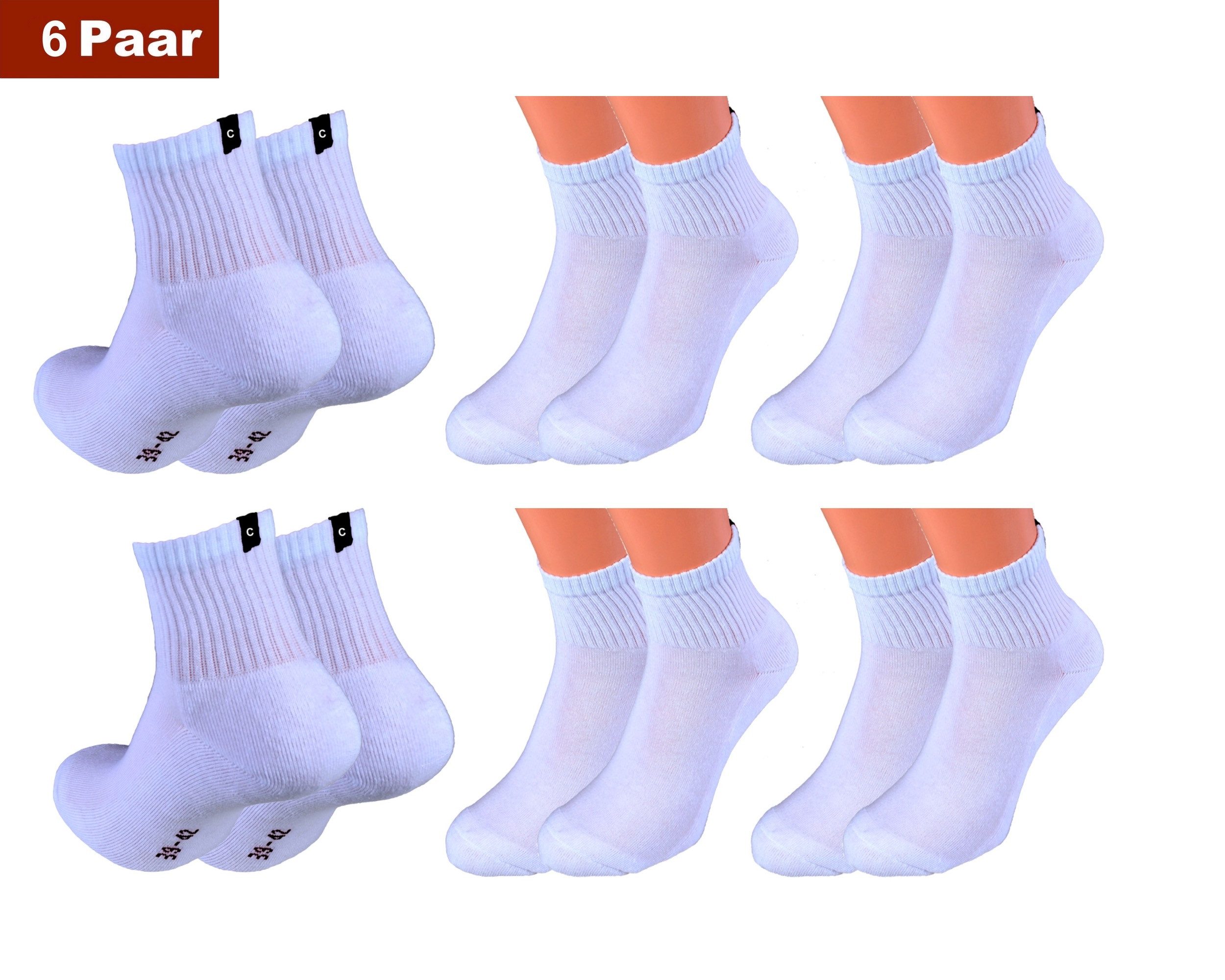 Cocain underwear Короткие носки Damen Herren Sport Kurz Носки schwarz weiß dicke Frottee Sohle Baumwo (6-Paar) atmungsaktiv und feuchtigkeitsregulierend