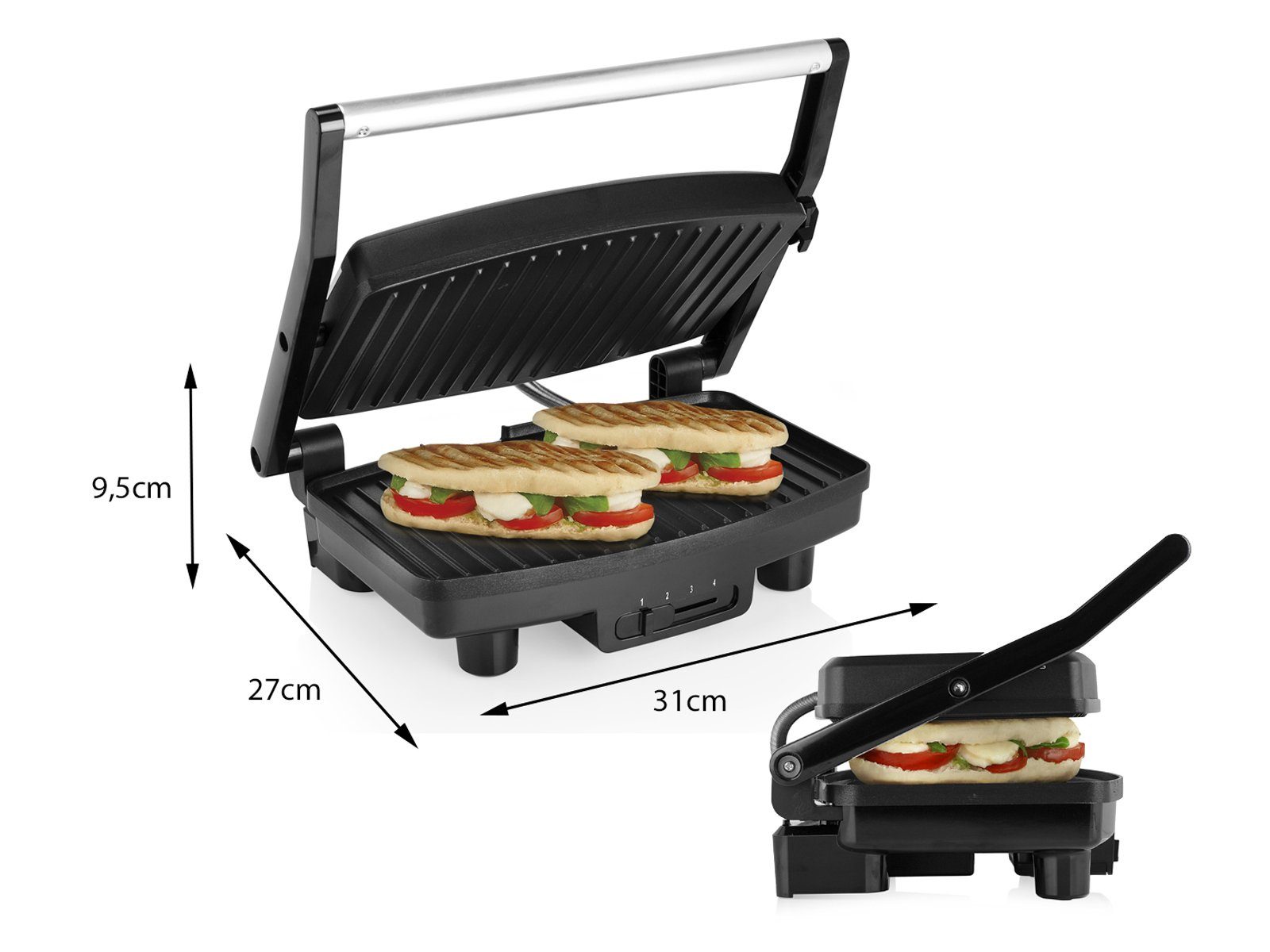 Tristar Kontaktgrill, 1500 W, Elektro Low fat Indoor Panini Multi GRILL Snackmaker - Schwimmdeckel