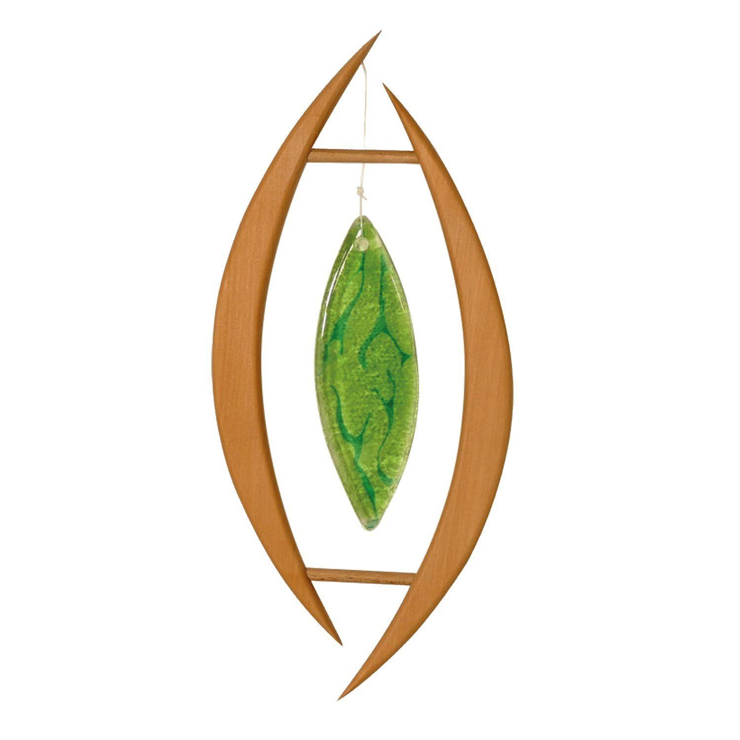 mitienda Fensterdekoration Fensterdeko aus Holz, Oliva mit grünem Glasstein günstig online kaufen