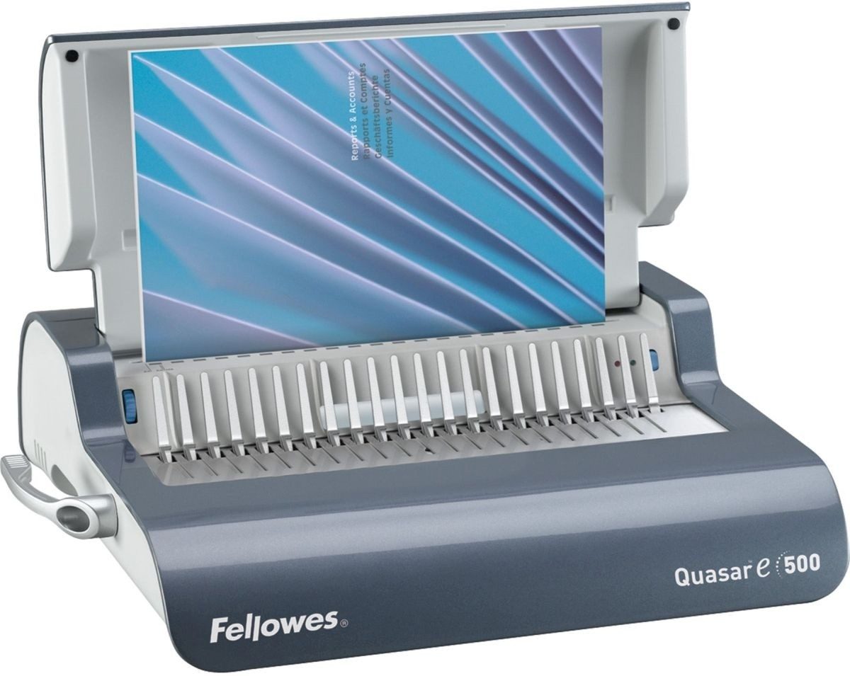 FELLOWES Bindegerät Plastikbindegerät Quasar-E 500 A4 elektrisch graublau