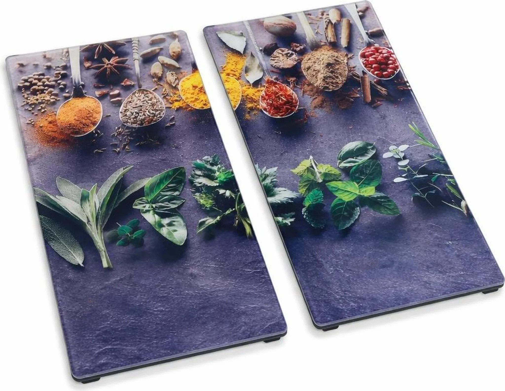 HI Herd-Abdeckplatte Herdabdeckplatten Herd Kochfeld Abdeckungen Glas 52x30cm 2tlg Gewürze