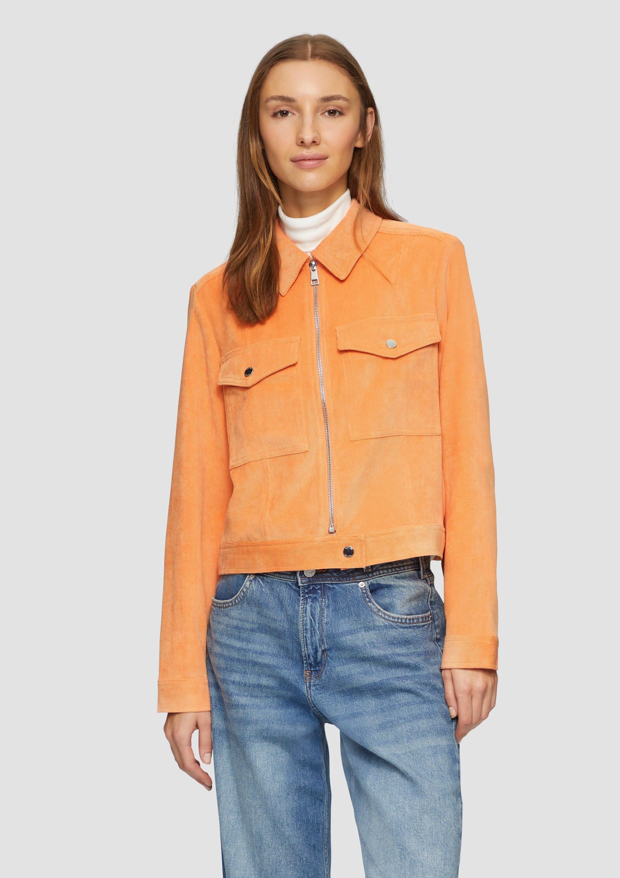 s.Oliver Funktionsjacke Indoor-Jacke Kurze Cordjacke mit aufgesetzten Tasch günstig online kaufen