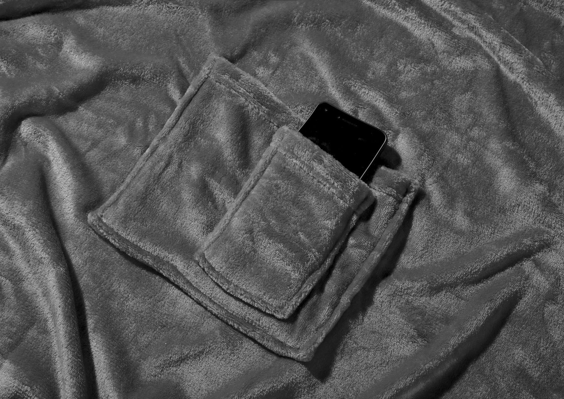 Wohndecke Kuscheldecke mit Ärmeln Super Soft Flanell Decke, heimtexland, Ärmeldecke mit 2 Taschen und Fußsack – Bild 5 von 5