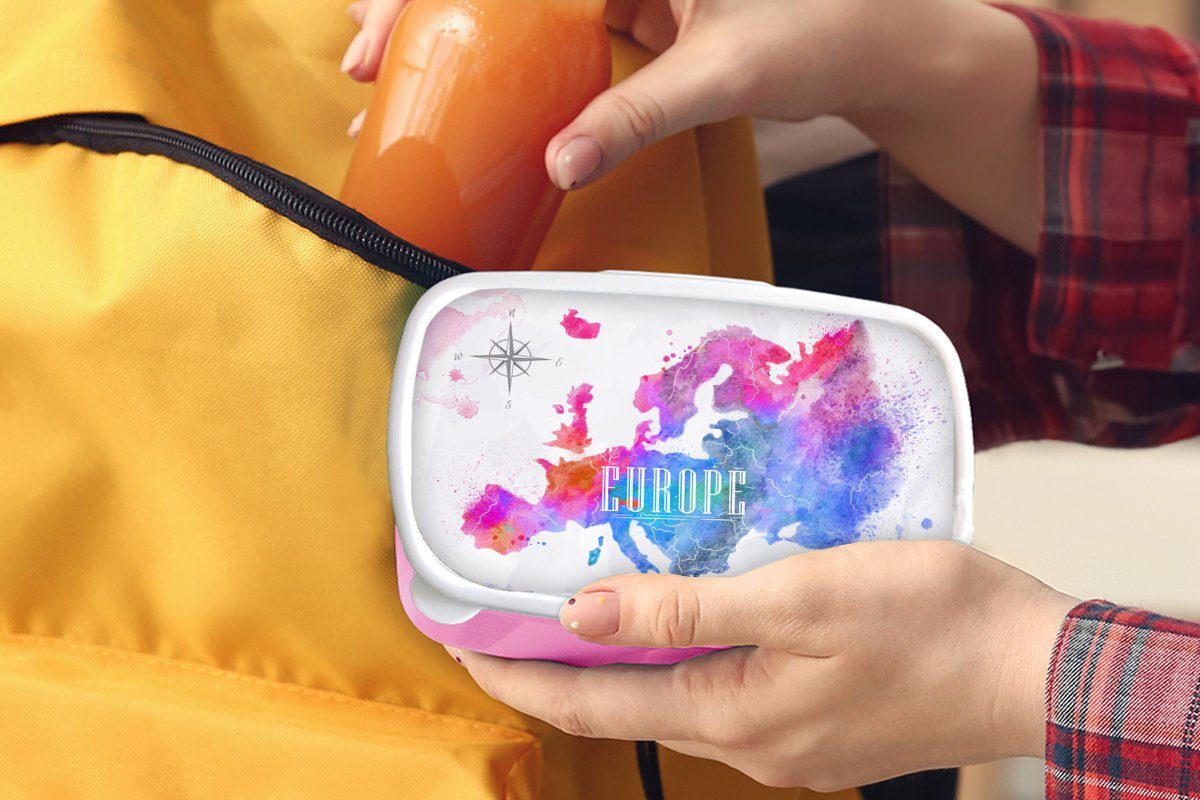 Snackbox, für - (2-tlg), rosa Erwachsene, Europa, Mädchen, Brotdose Wasserfarben Brotbox Kunststoff Kunststoff, MuchoWow - Kinder, Lunchbox Farben