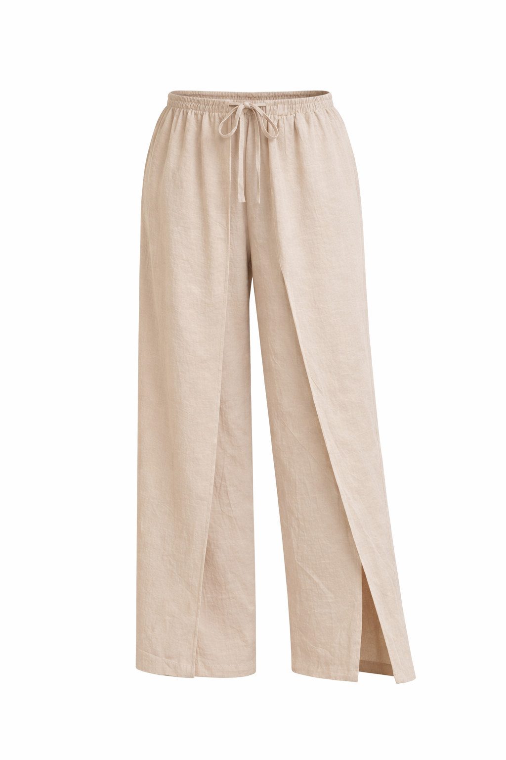 ITALY VIBES Palazzohose - Marlenehose - weite Damenhose - mit Schlitz - beige - ITALY VIBES