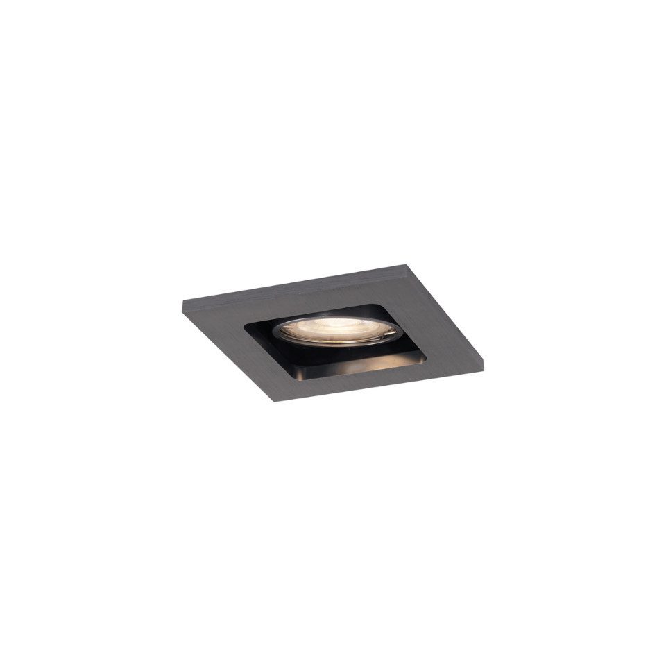Qazqa LED Einbaustrahler Qure, ohne Leuchtmittel, GU10, Gunmetal, Modern, Aluminium, 1-flammig