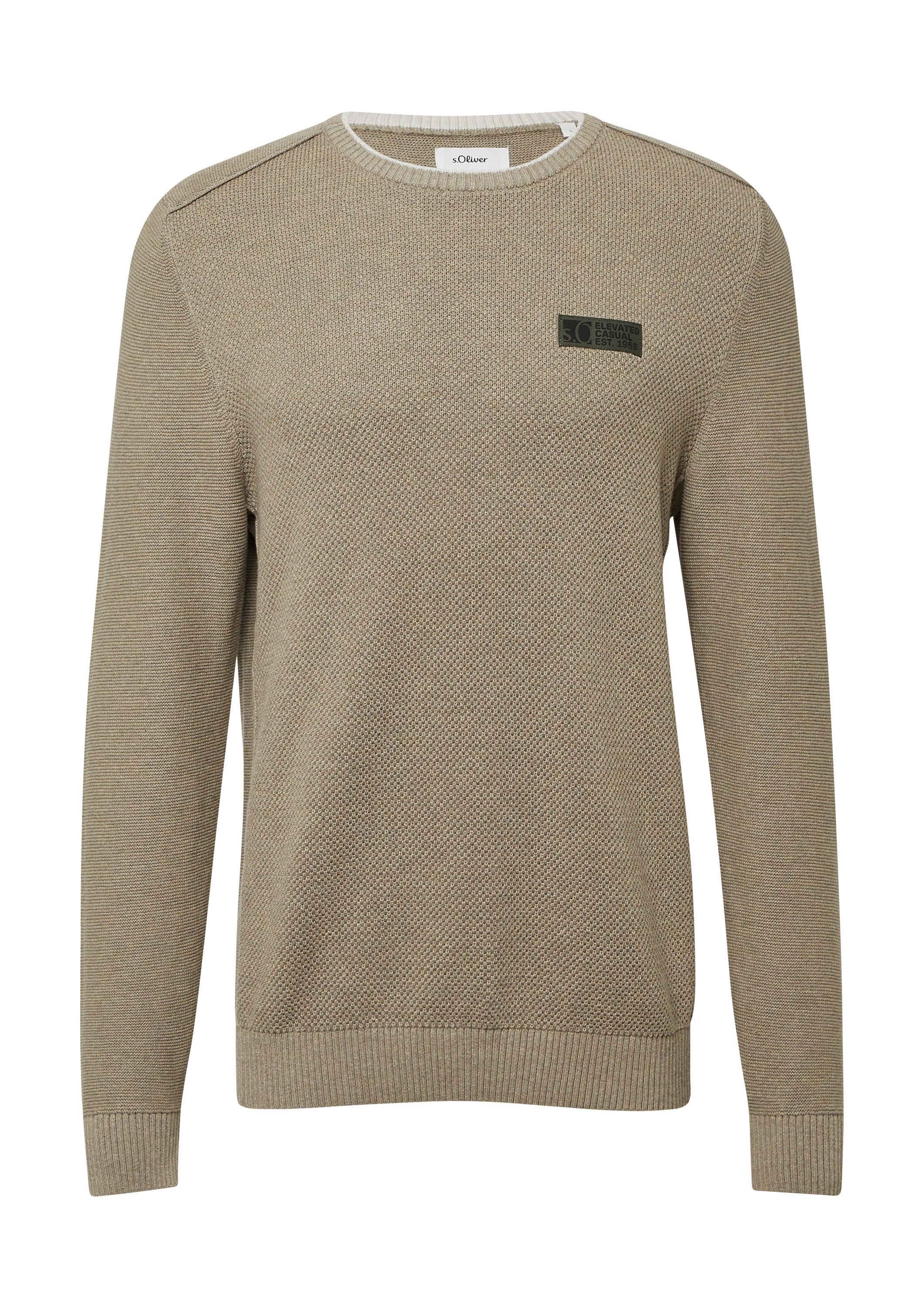 s.Oliver Longpullover Strickpullover Strickpullover aus Baumwolle mit Struk günstig online kaufen