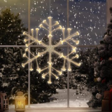 ECD Germany Weihnachtsfigur LED-Schneeflocke Weihnachtsbeleuchtung Fenstersilhouette Fenster Deko, Effiziente LED Leuchtmittel