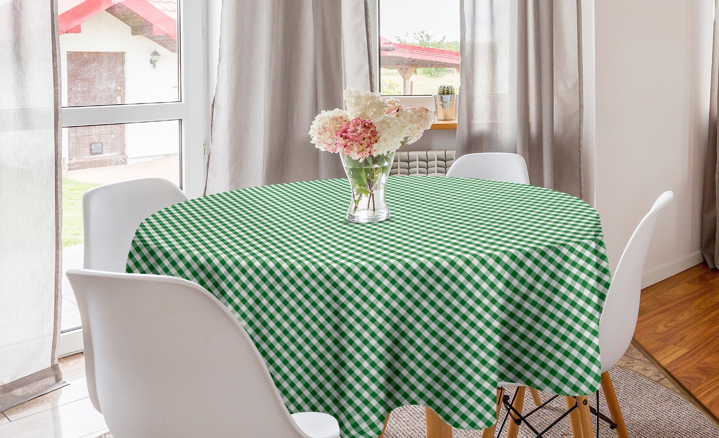 Kreis Abdeckung Tischdecke Tischdecke Dekoration, Esszimmer Abakuhaus Abstract Küche Muster für karierte Green