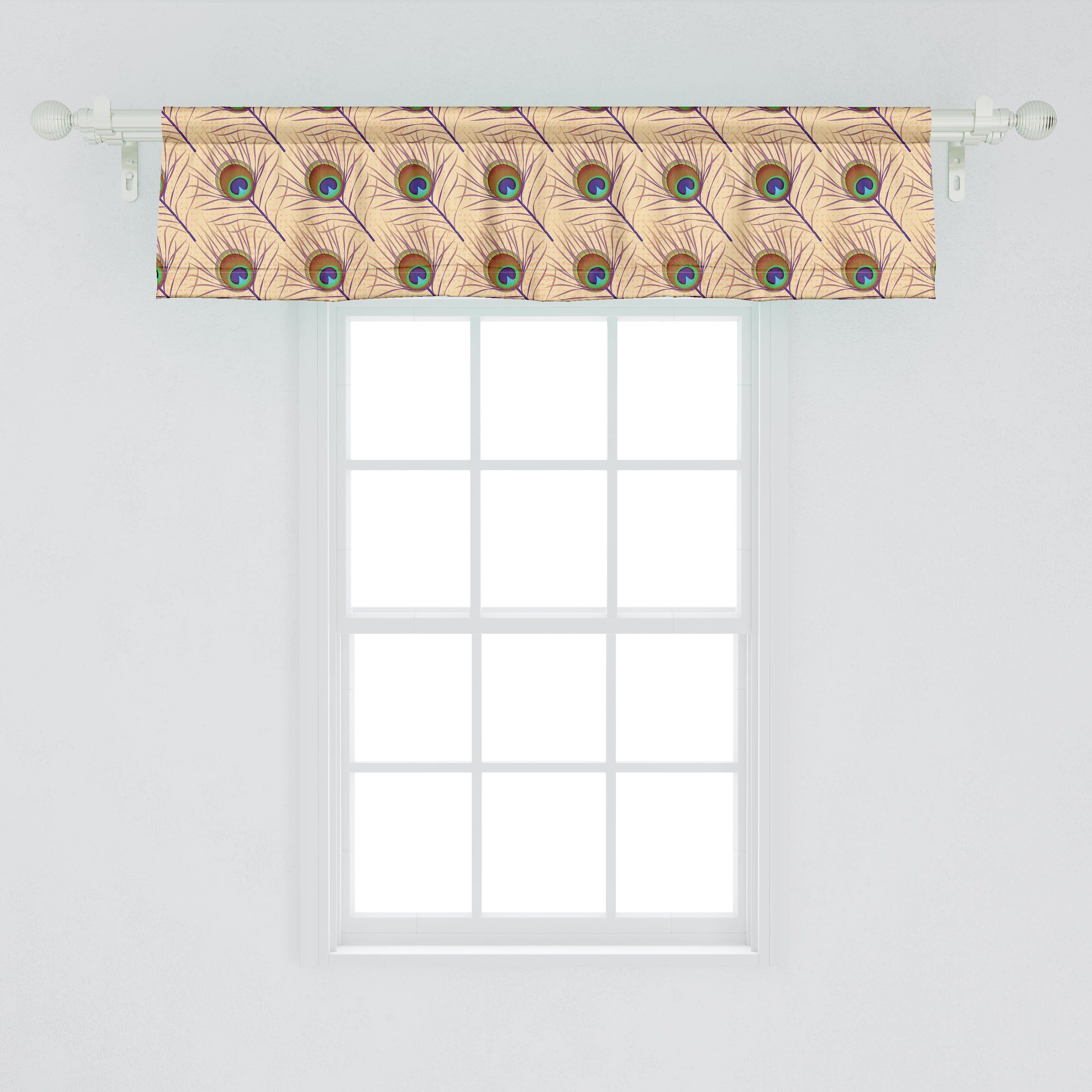 Schlafzimmer Vorhang Fluff Küche für Style mit Abakuhaus, Microfaser, Native Scheibengardine Diagonal Stangentasche, Dekor Volant Feder