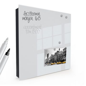 Primedeco Schlüsselkasten Dekor-Schlüsselkasten, Magnetpinnwand und Memoboard mit Glasfront Motiv Hellgrauer Hintergrund