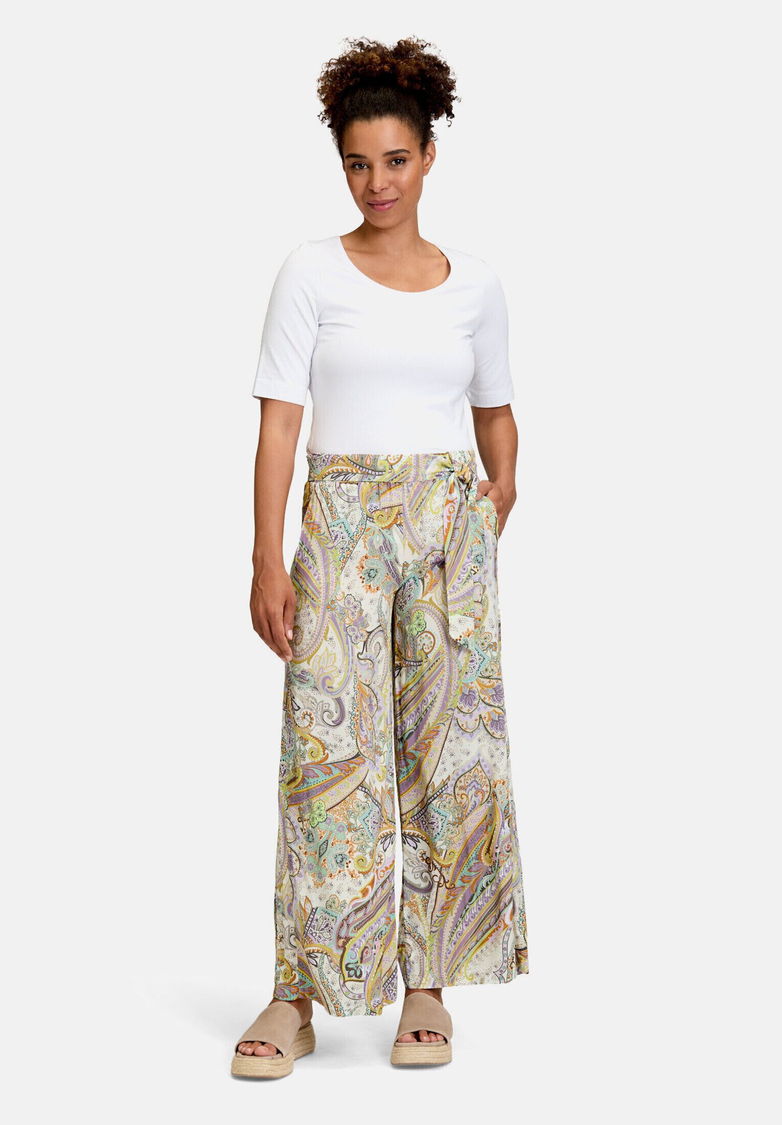 Cartoon Palazzohose Damen mit Gummizug Bindeband