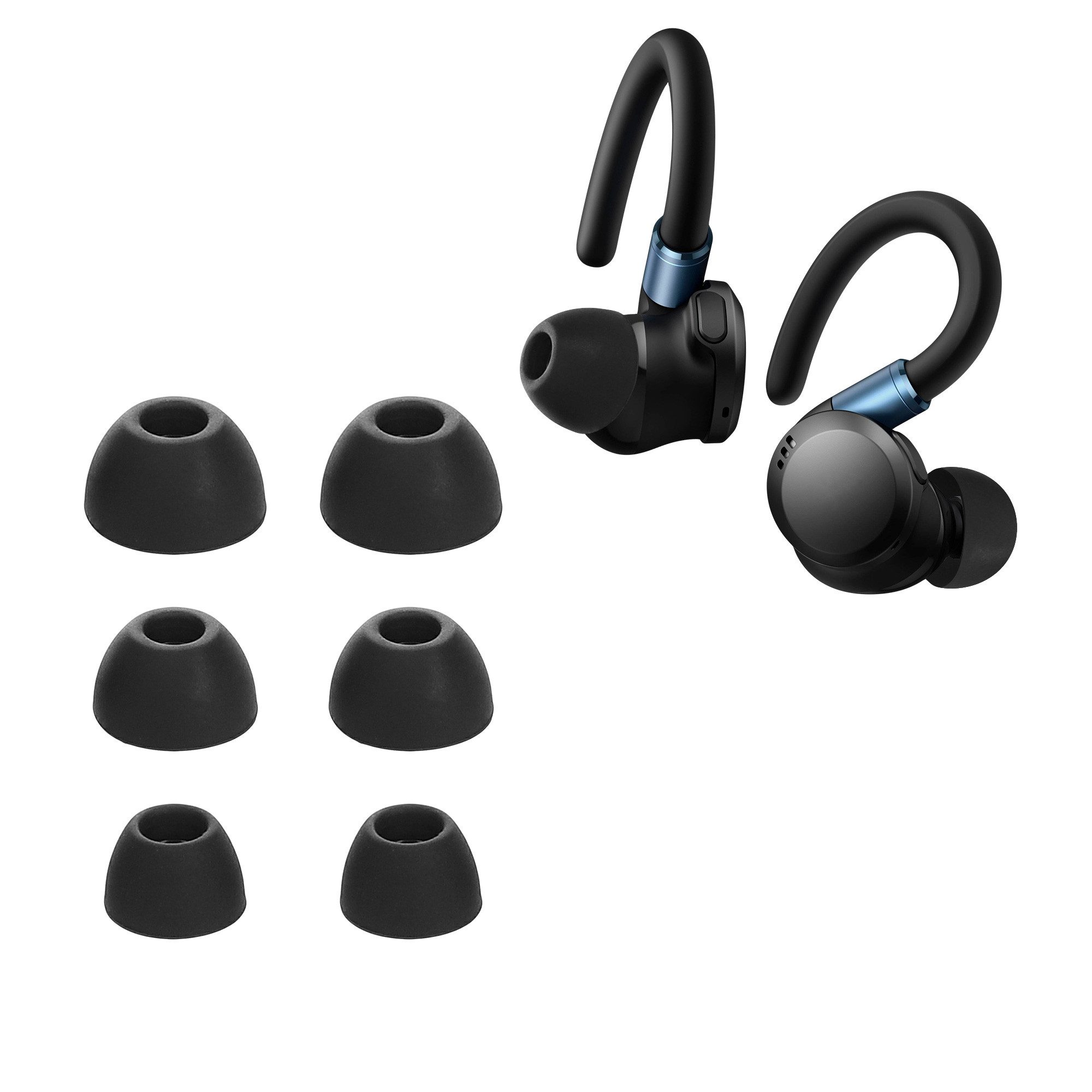 kwmobile Kopfhörer-Schutzhülle 6x Polster für Anker Soundcore Sport X20, 3 Größen - Silikon Ohrstöpsel In-Ear Kopfhörer