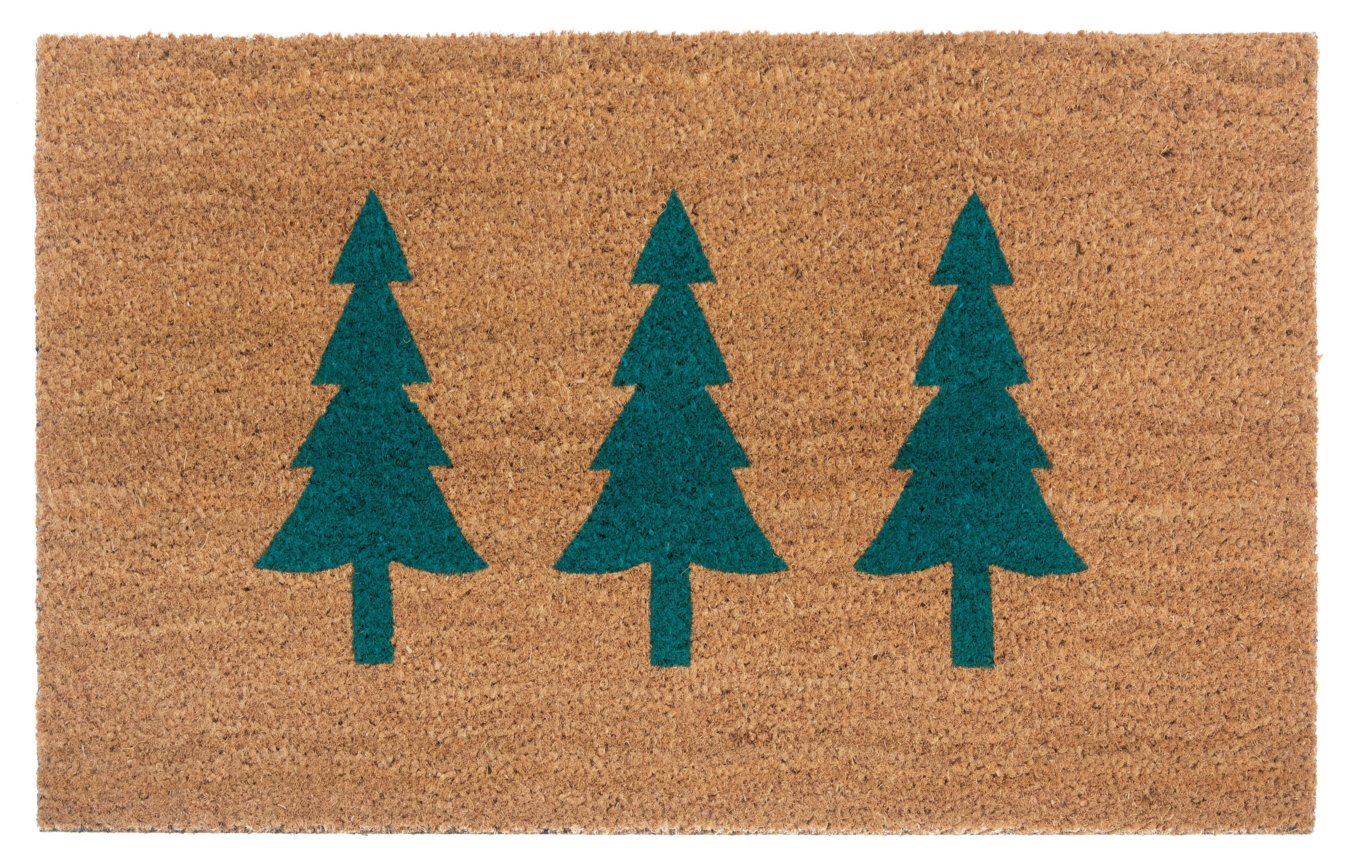 HANSE Home Fußmatte Mix Mats Kokos Pine Trees, Türmatte, rechteckig, Höhe: 15 mm, Weihnachten, Schmutzfangmatte, Outdoor, Rutschfest, Innen, Kokosmatte