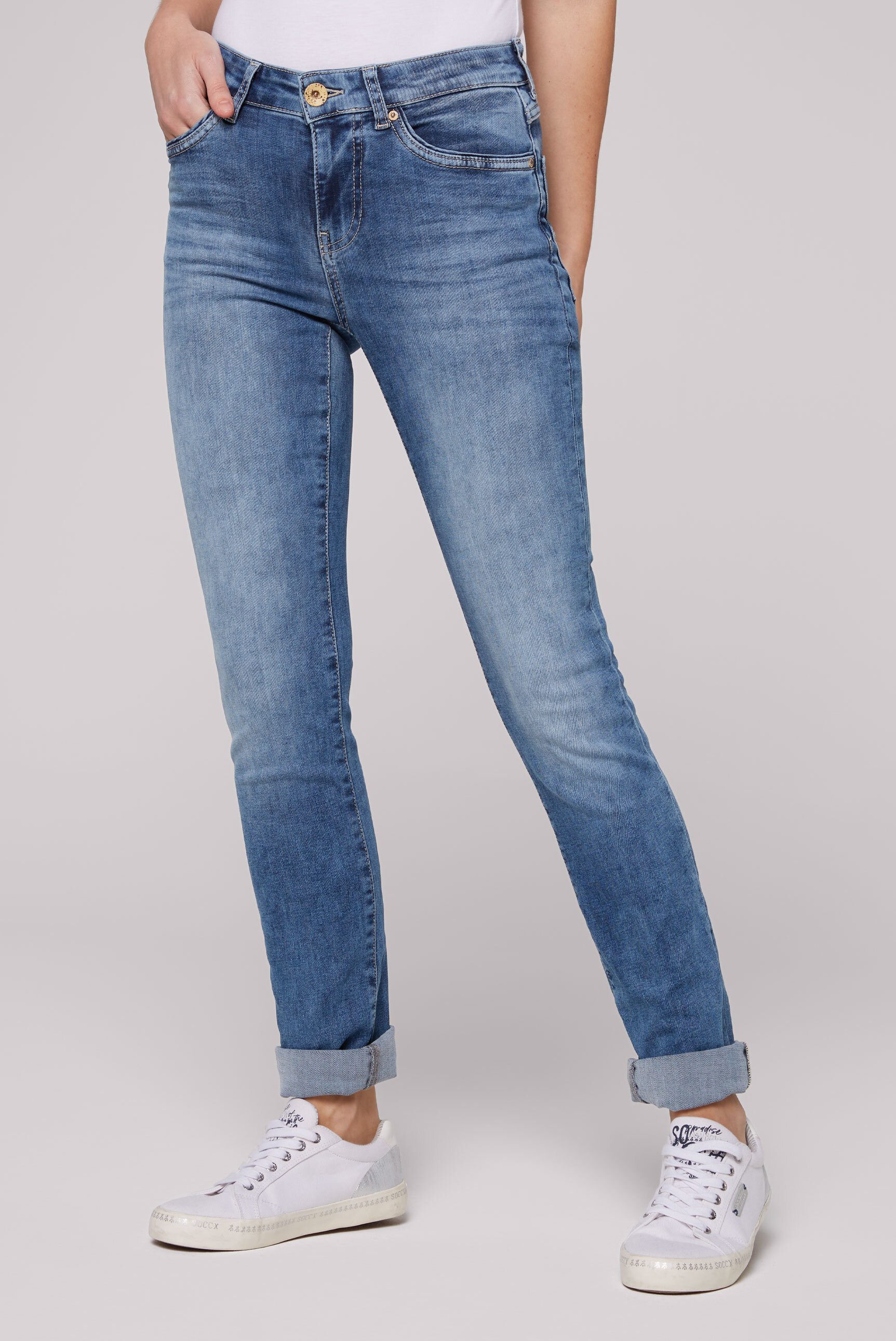 SOCCX Regular-fit-Jeans mit normaler Leibhöhe