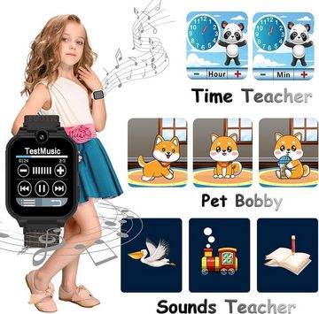 PTHTECHUS Smartwatch (1,65 Zoll), Kinder Telefon Uhr mit Zwei Wege Gespräch MP3 Dual Kamera 4-15 Jahre